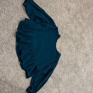 We The Free Teal Long Sleeve Ruffle Peplum Top